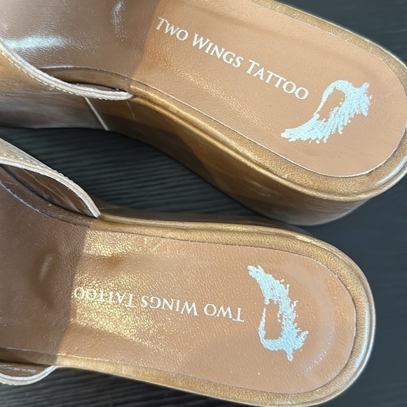 Two Wings Tattoo Handmade Leather Tan Y2K Platforms 38 - Picture 3 of 9